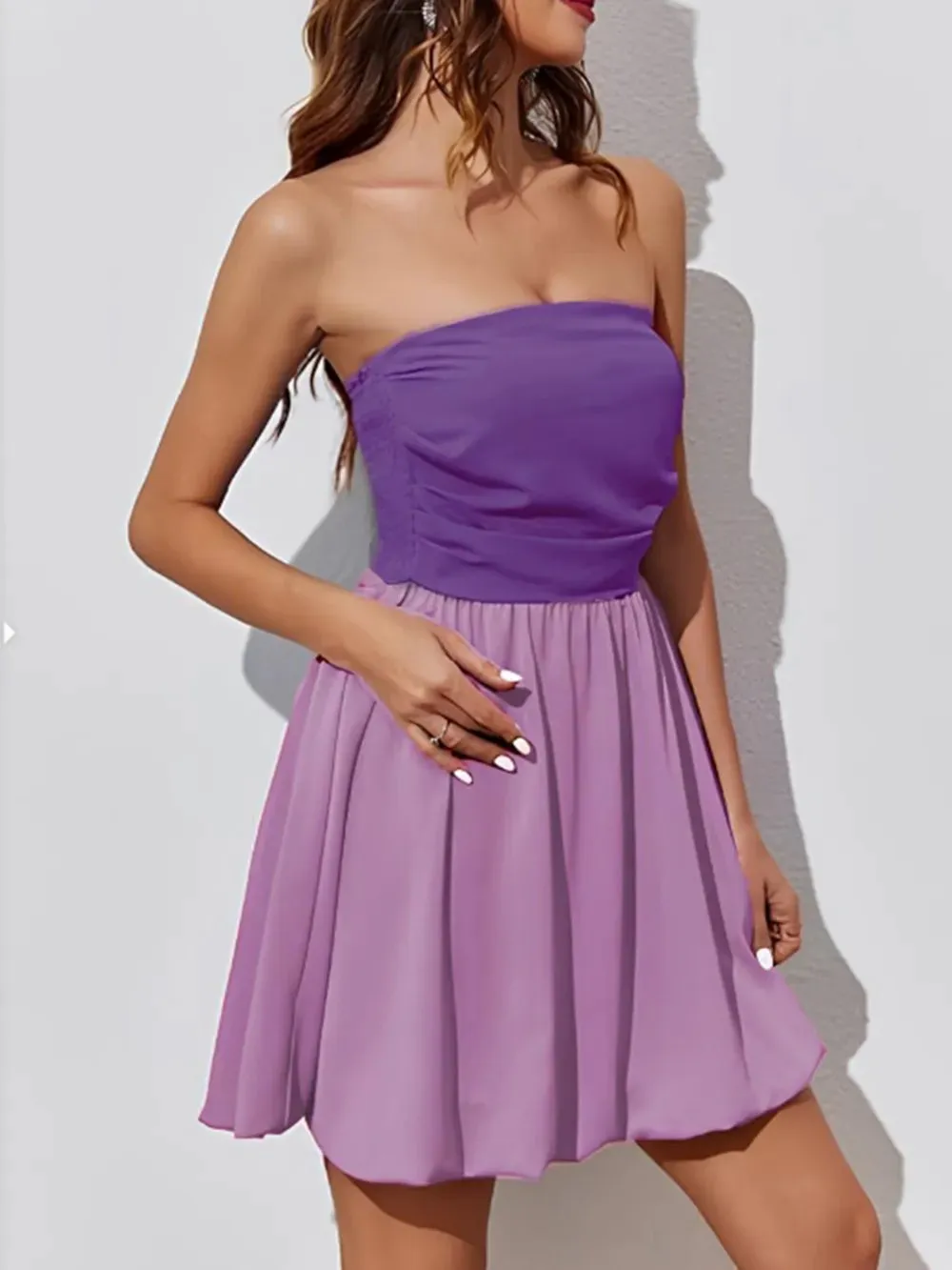 Ruched Two-Tone Tube Mini Dress sold by Gigi Laurent product image thumbnail 2