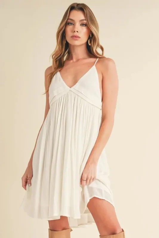 Aemi + Co Ruched Plunge Mini Cami Dress sold by Gigi Laurent