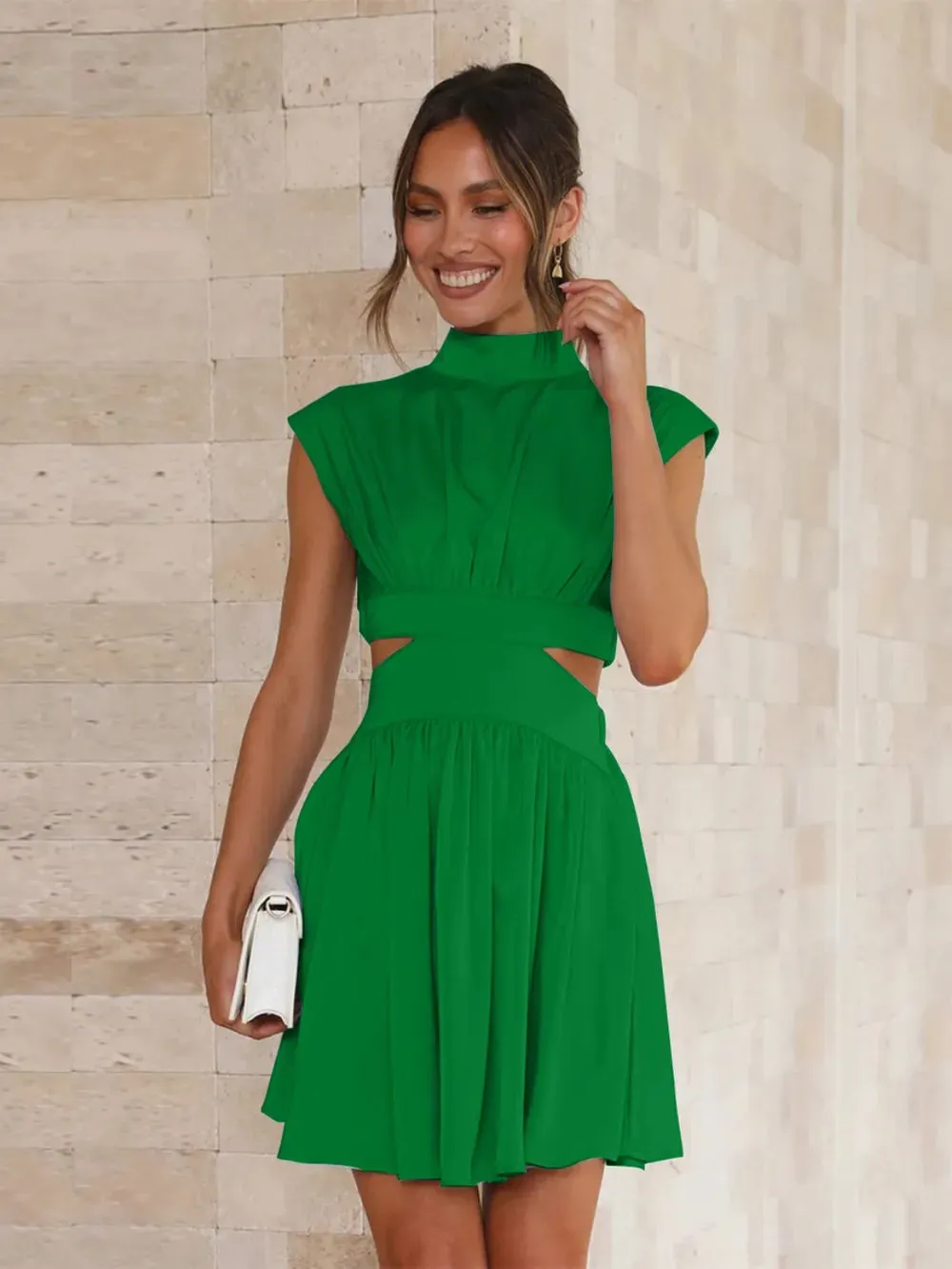 Cutout Ruched Mock Neck Mini Dress sold by Gigi Laurent product image thumbnail 5