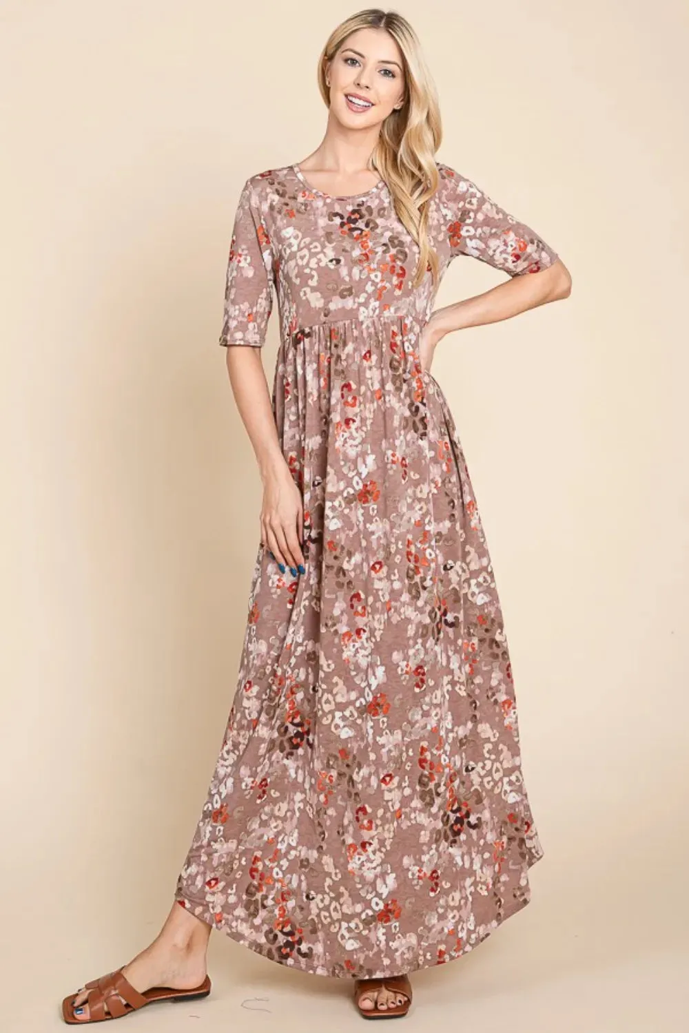 BOMBOM Printed Shirred Maxi Dress sold by Gigi Laurent product image thumbnail 4