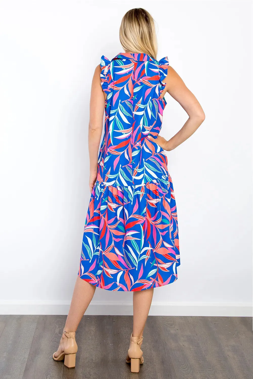 Be Stage Print Ruffled Midi Dress with Pockets sold by Gigi Laurent product image thumbnail 2