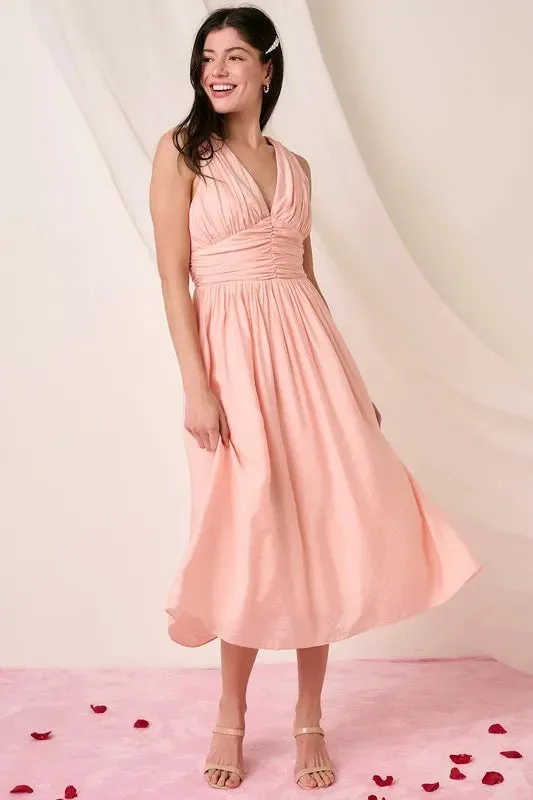 Mittoshop Ruched V-Neck Sleeveless Midi Dress sold by Gigi Laurent