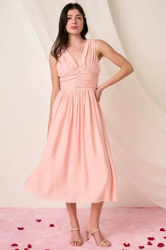 Mittoshop Ruched V-Neck Sleeveless Midi Dress sold by Gigi Laurent product image thumbnail 4