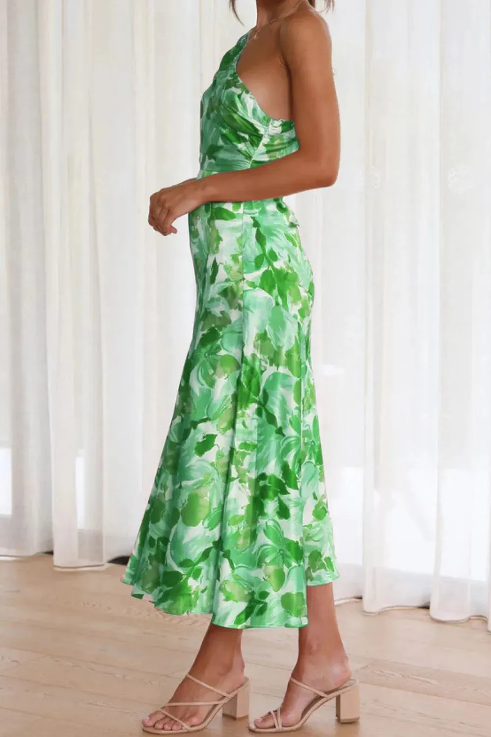 Ruched Printed Single Shoulder Midi Dress sold by Gigi Laurent product image thumbnail 4