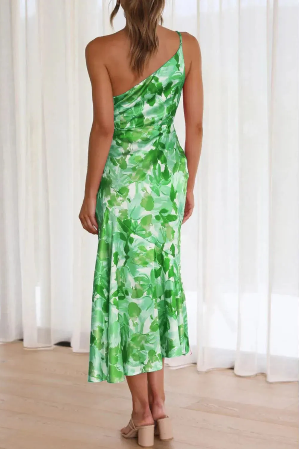 Ruched Printed Single Shoulder Midi Dress sold by Gigi Laurent product image thumbnail 2