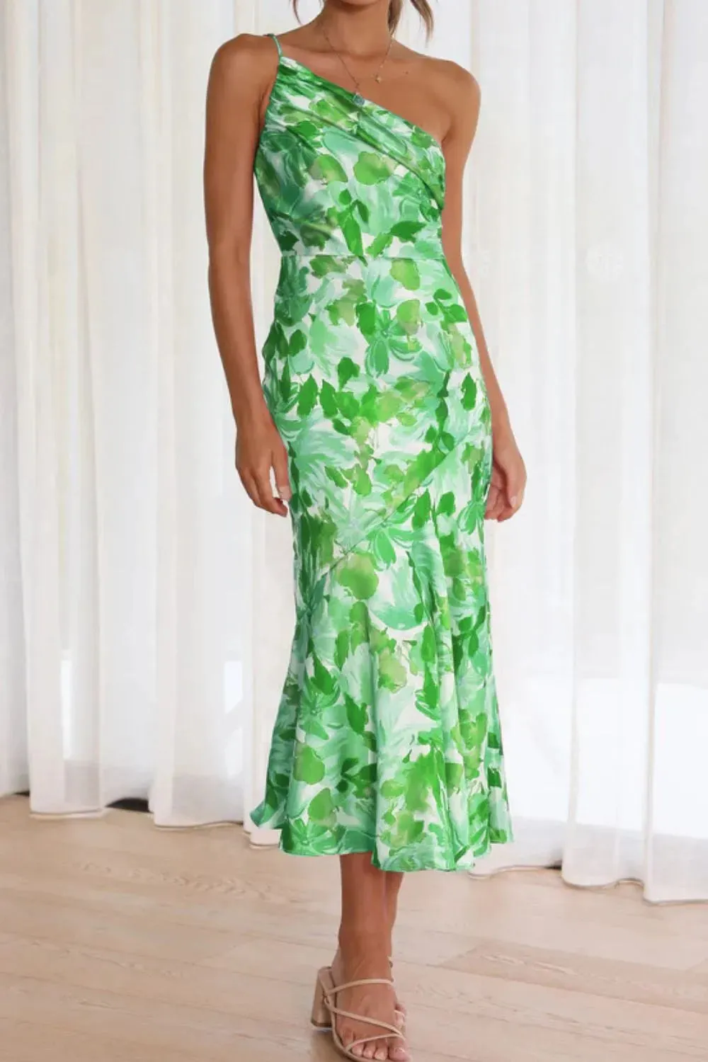 Ruched Printed Single Shoulder Midi Dress sold by Gigi Laurent product image thumbnail 3