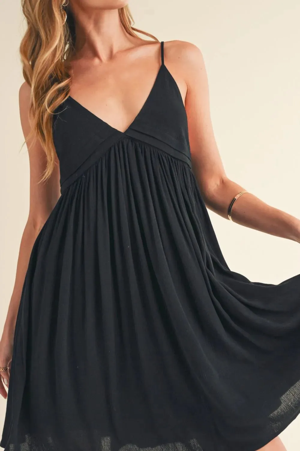 Aemi + Co Ruched Plunge Mini Cami Dress sold by Gigi Laurent product image thumbnail 3
