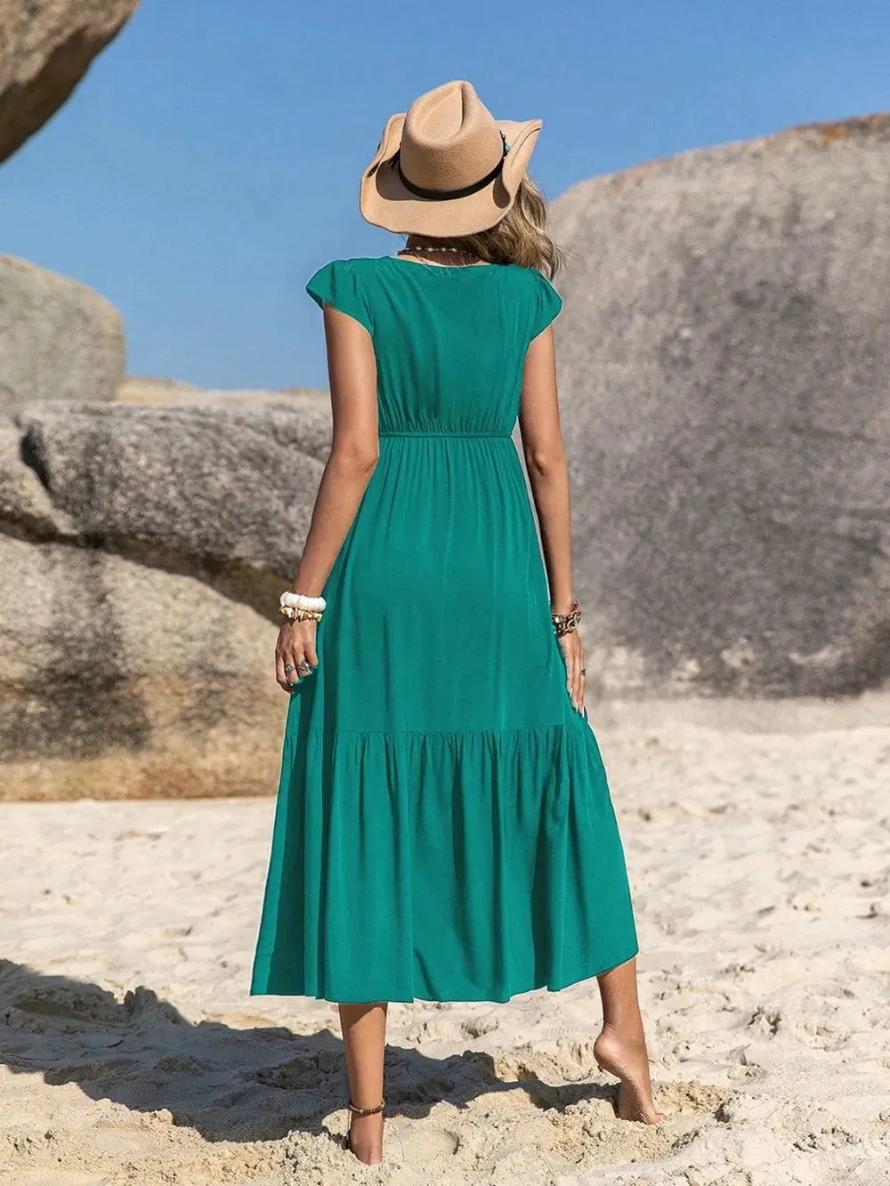 Embroidered Square Neck Cap Sleeve Dress sold by Gigi Laurent product image thumbnail 2
