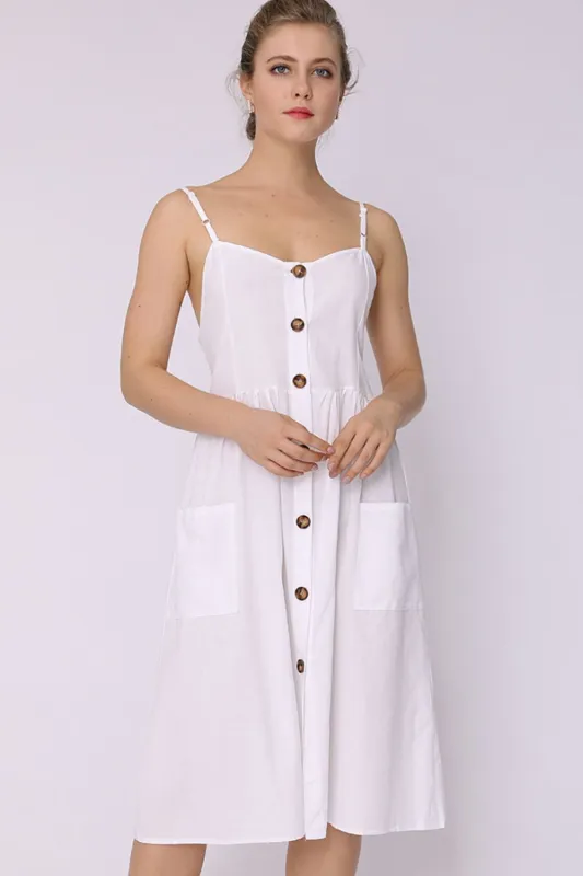 Spaghetti Strap Smocked Dress with Pockets sold by Gigi Laurent