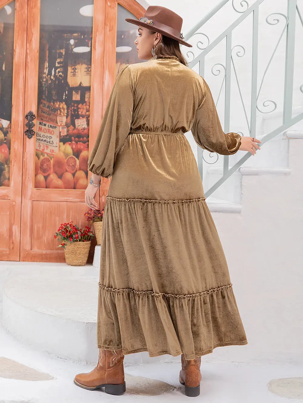 Plus Size Frill Tie Neck Long Sleeve Dress sold by Gigi Laurent product image thumbnail 2