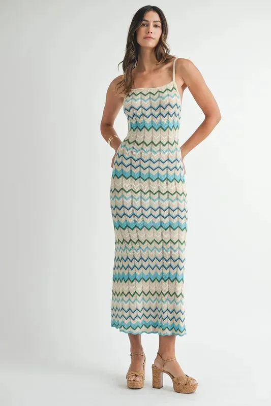 MABLE Lightweight Pointelle Chevron Knit Maxi Dress sold by Gigi Laurent product image thumbnail 4