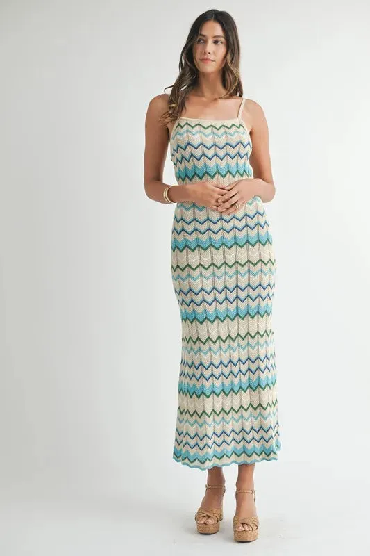 MABLE Lightweight Pointelle Chevron Knit Maxi Dress sold by Gigi Laurent product image thumbnail 3