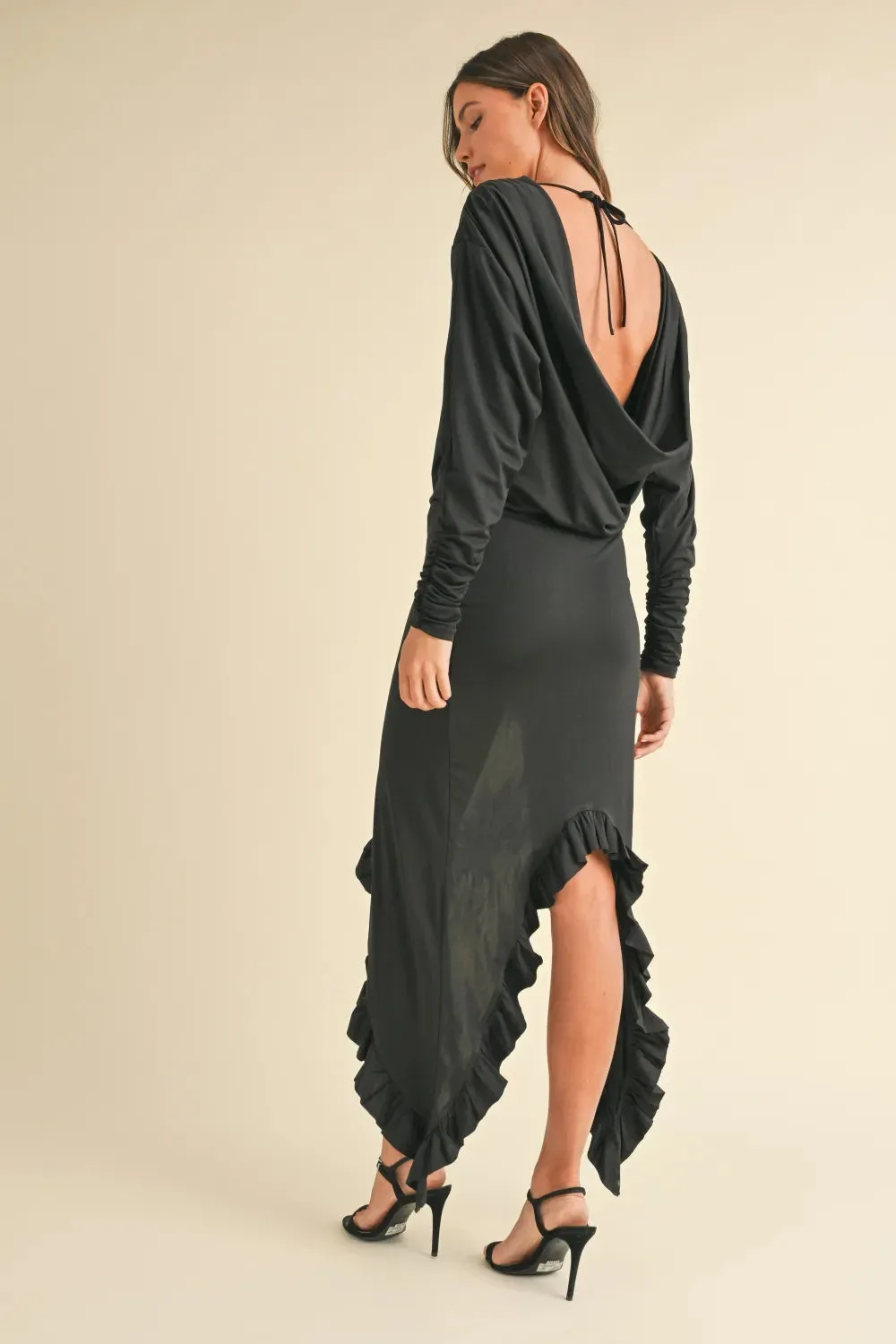 Mable Backless Asymmetric Ruffle Hem Dress sold by Gigi Laurent product image thumbnail 2