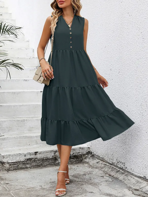 V-Neck Sleeveless Tiered Dress sold by Gigi Laurent