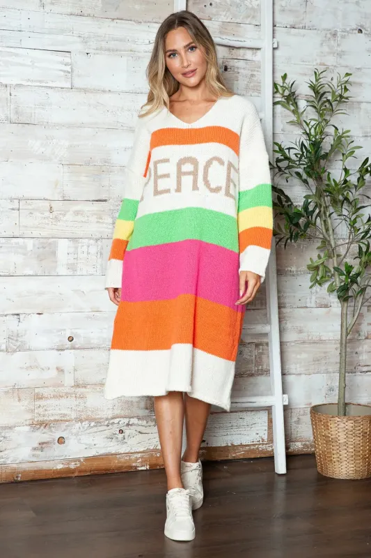 Color Block V-Neck Long Sleeve Sweater Dress sold by Gigi Laurent