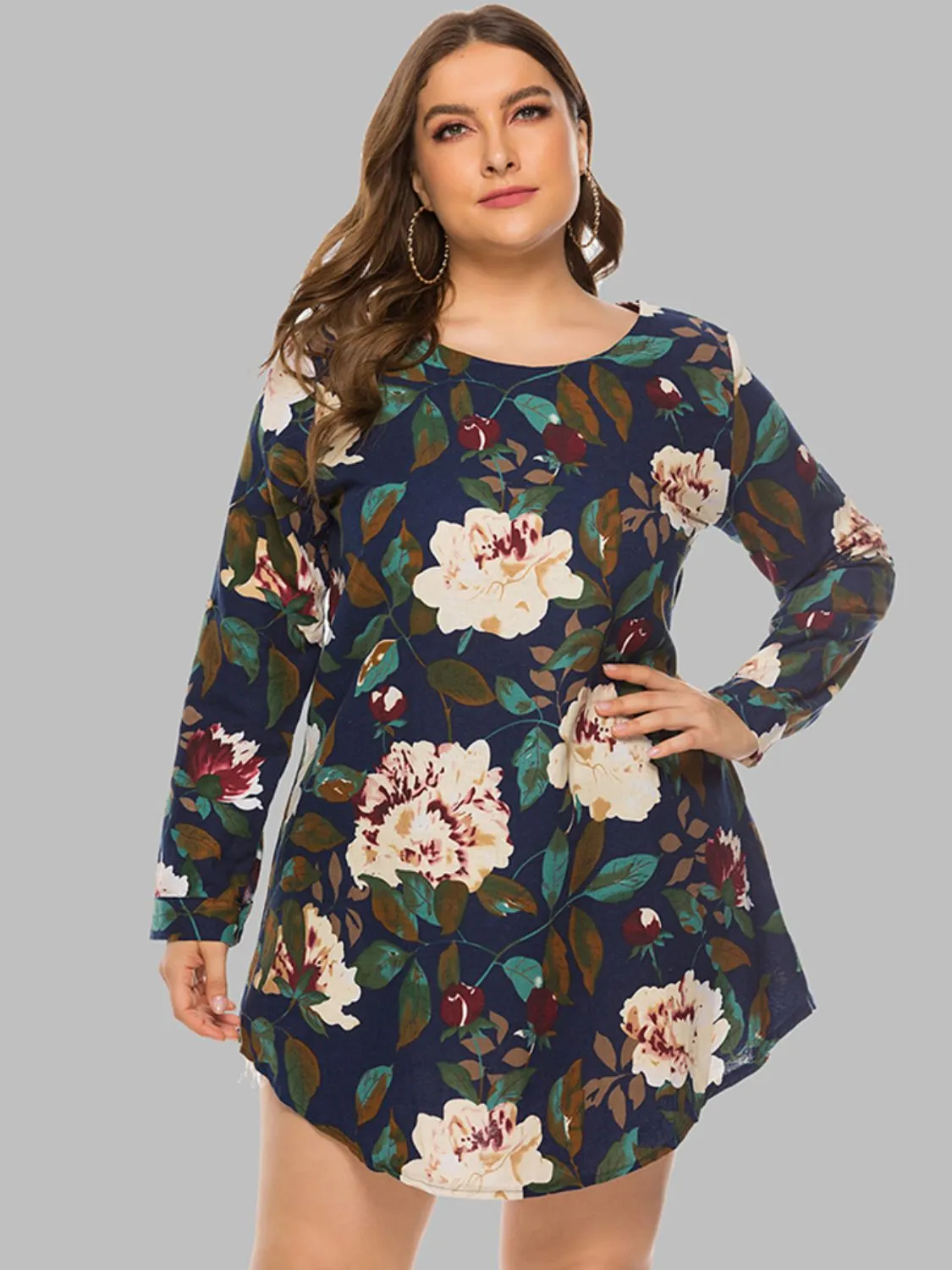 Full Size Floral Long Sleeve Mini Dress sold by Gigi Laurent product image thumbnail 5