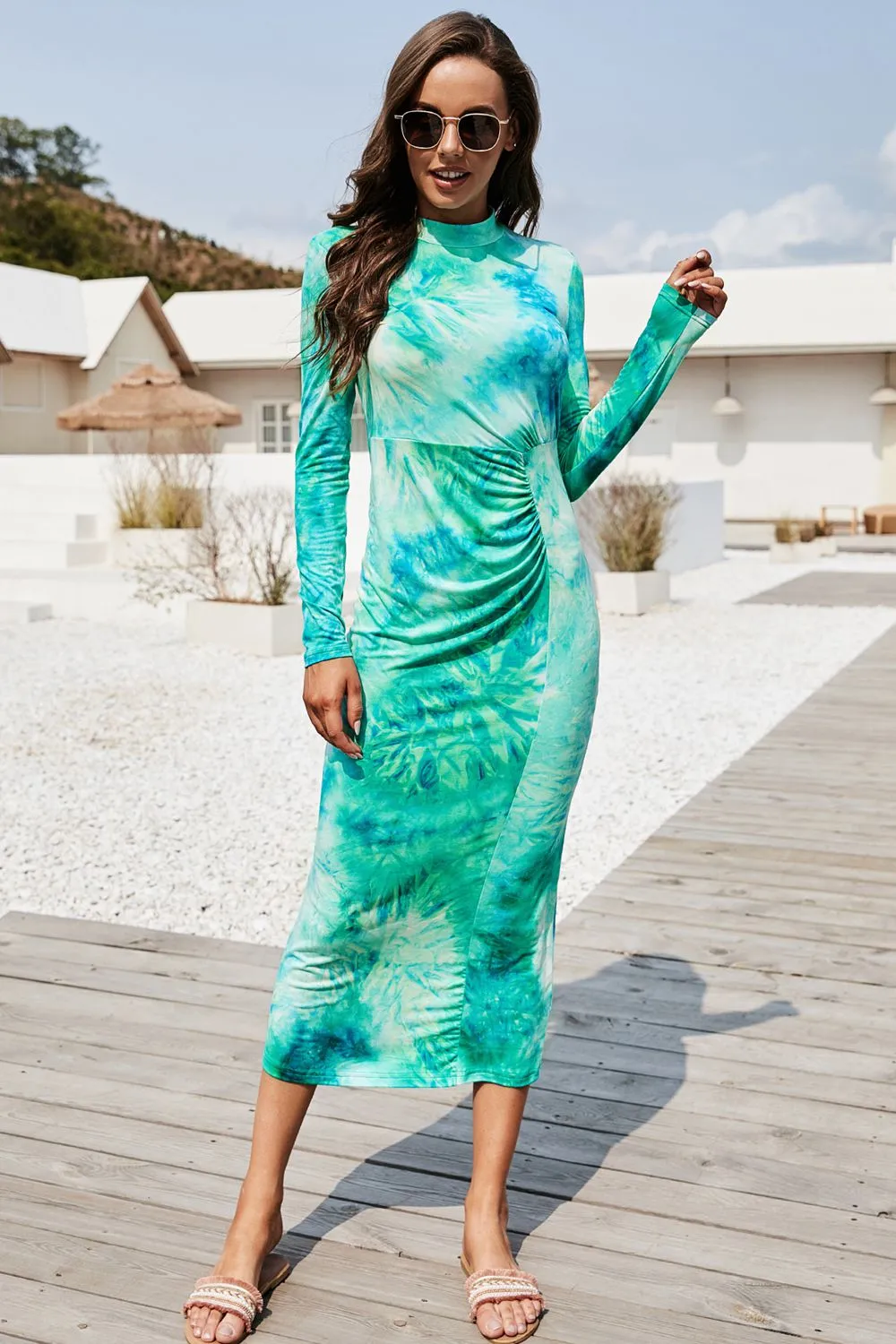 Tie Dye Mock Neck Long Sleeve Dress sold by Gigi Laurent