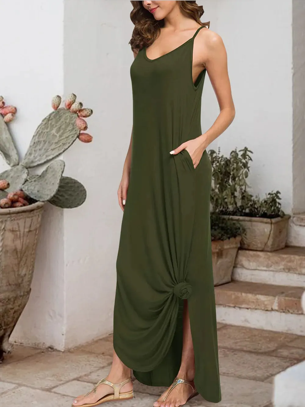 Slit Scoop Neck Sleeveless Dress sold by Gigi Laurent product image thumbnail 3