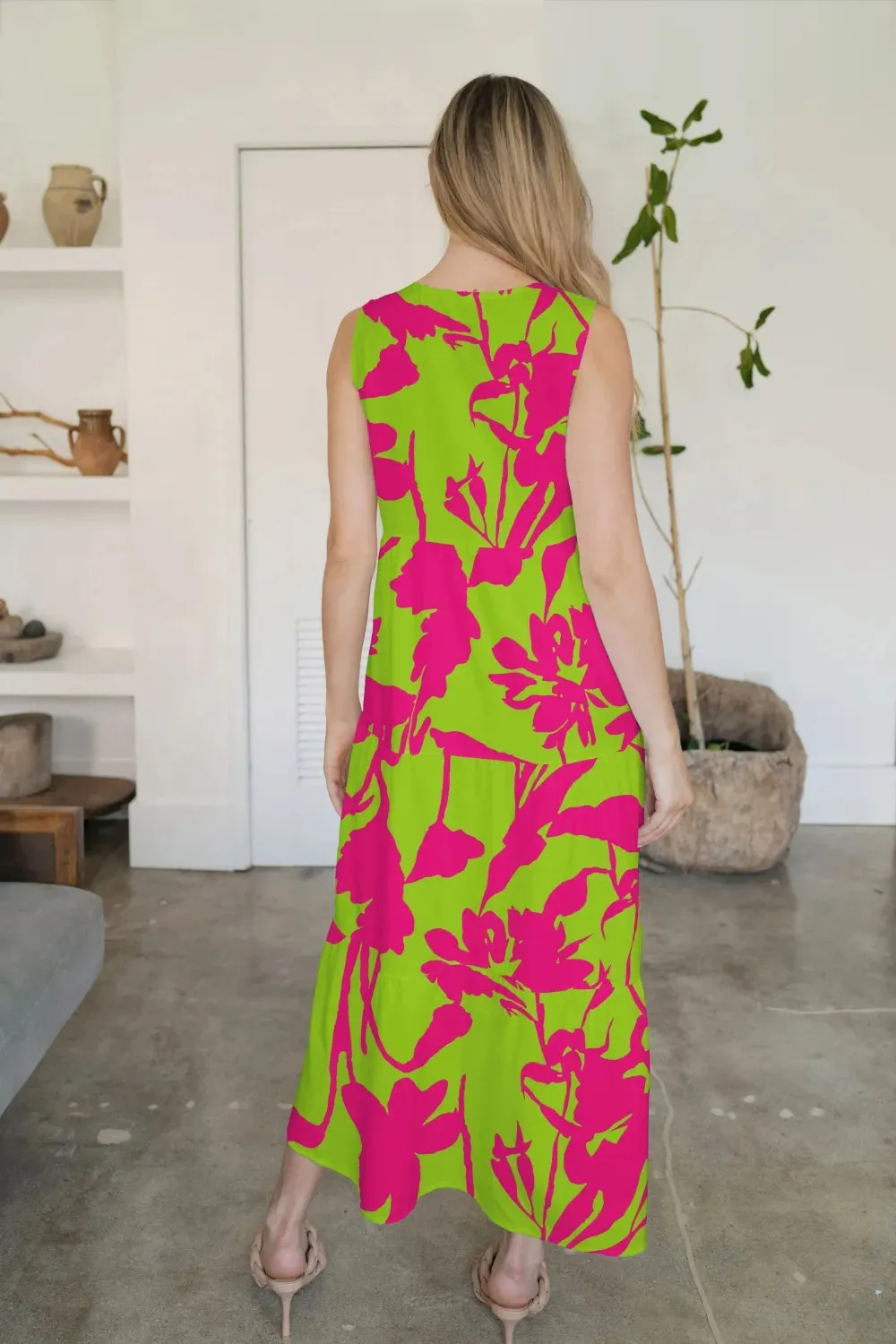 FAM-FAM Tiered Printed V-Neck Sleeveless Dress sold by Gigi Laurent product image thumbnail 5