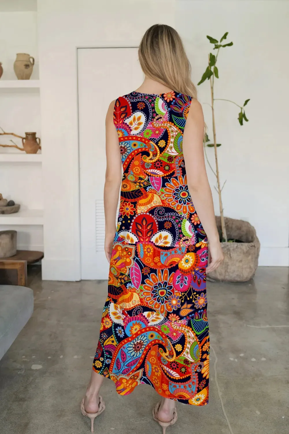 FAM-FAM Tiered Printed V-Neck Sleeveless Dress sold by Gigi Laurent product image thumbnail 2