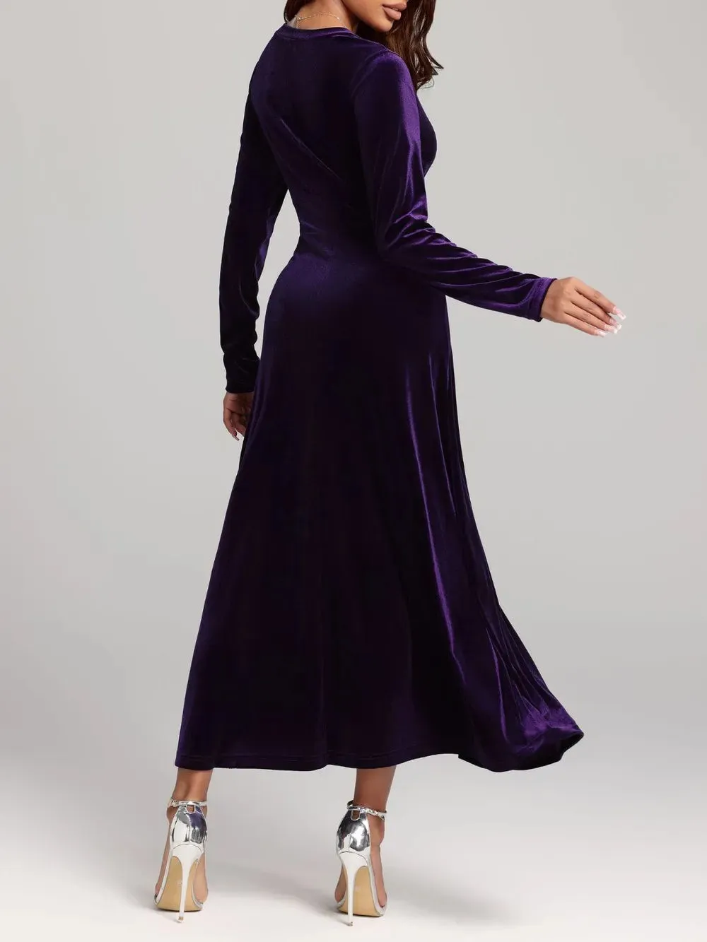 V-Neck Long Sleeve Velvet Dress sold by Gigi Laurent product image thumbnail 2