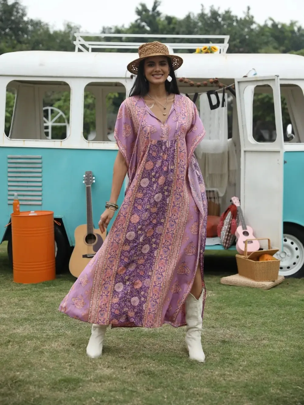 Printed Tie Neck Short Sleeve Dress sold by Gigi Laurent product image thumbnail 2