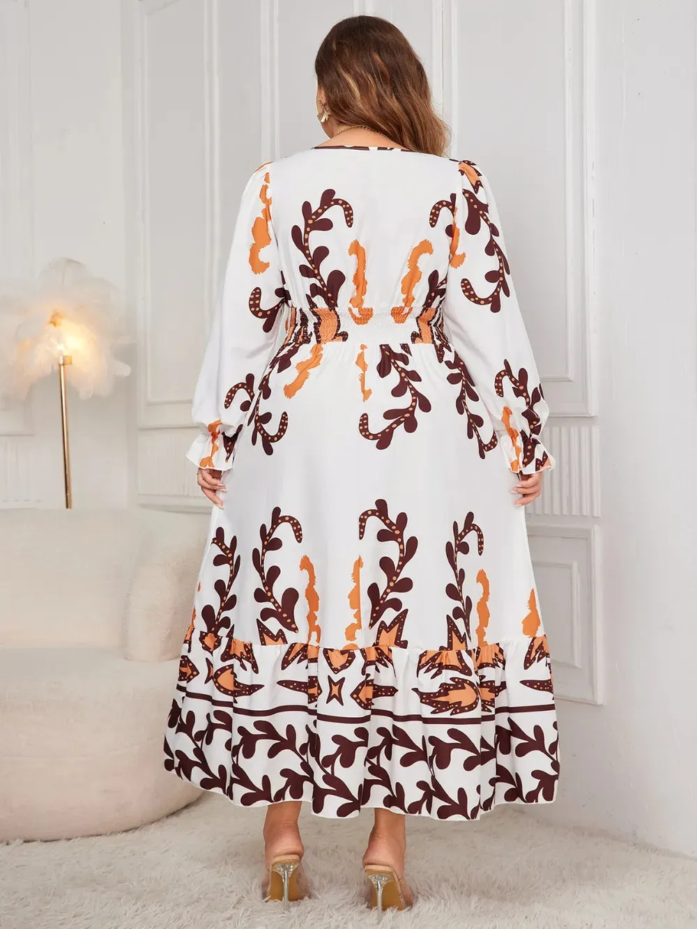 Honey Plus Size Printed Surplice Flounce Sleeve Dress sold by Gigi Laurent product image thumbnail 2