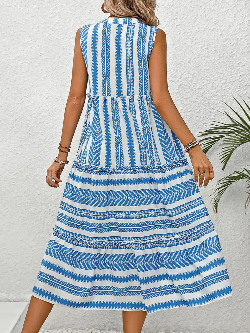 Perfee Frill Printed Notched Sleeveless Dress sold by Gigi Laurent product image thumbnail 2