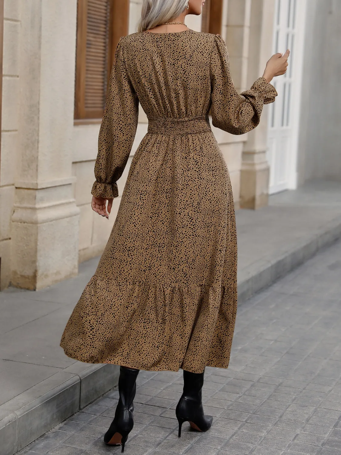 V-Neck Flounce Sleeve Ruffle Hem Dress sold by Gigi Laurent product image thumbnail 2