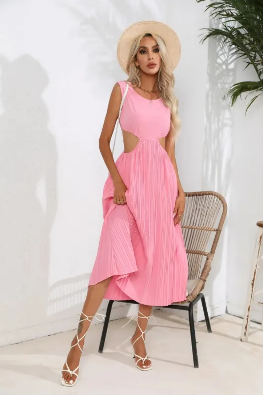 Cutout Ruched Round Neck Tank Dress sold by Gigi Laurent
