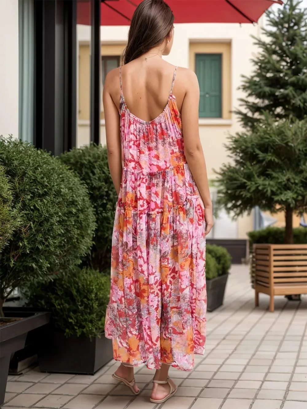 Tiered Printed V-Neck Sleeveless Dress sold by Gigi Laurent product image thumbnail 3