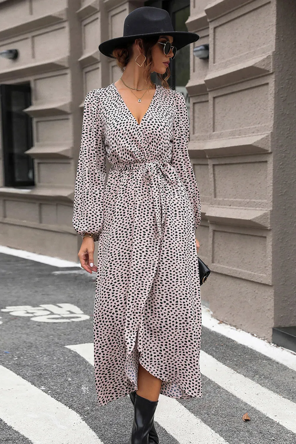 Perfee Slit Printed Surplice Balloon Sleeve Dress sold by Gigi Laurent product image thumbnail 4