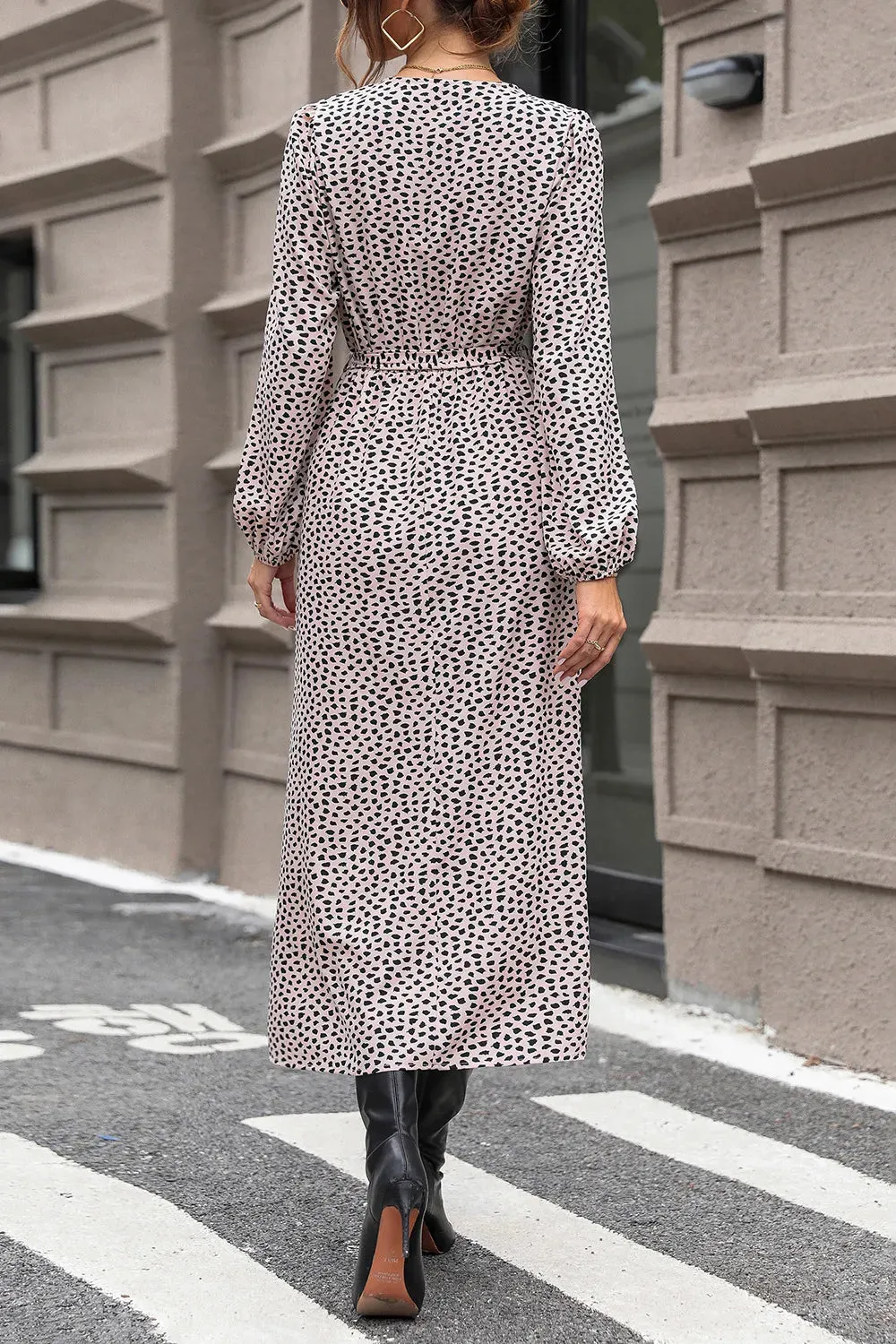 Perfee Slit Printed Surplice Balloon Sleeve Dress sold by Gigi Laurent product image thumbnail 2