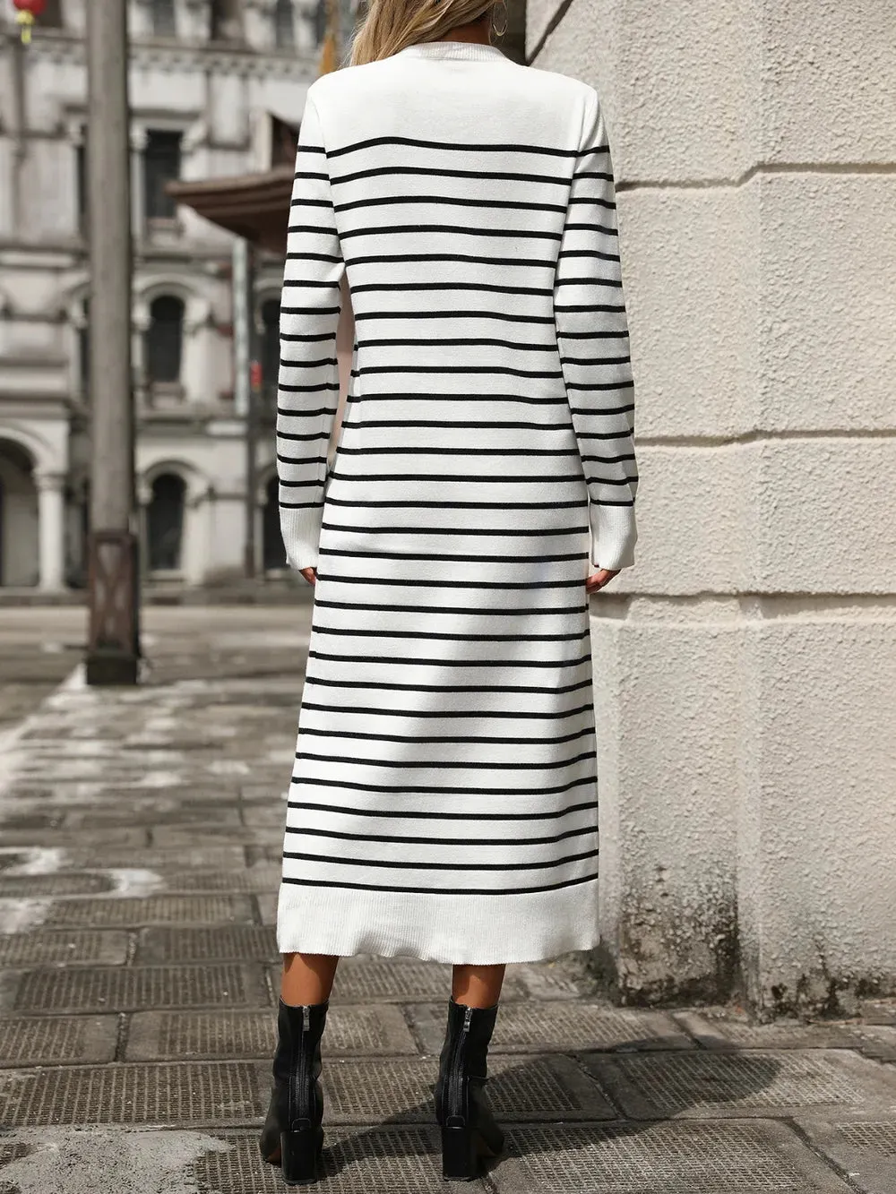 Striped Round Neck Long Sleeve Dress sold by Gigi Laurent product image thumbnail 2