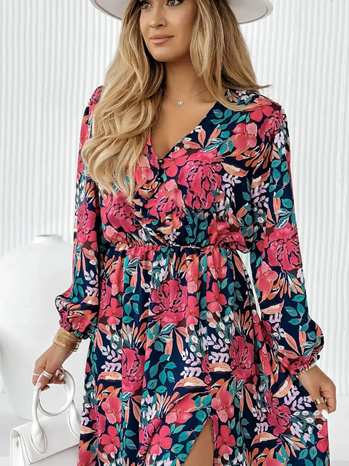 Printed Long Sleeve Slit Dress sold by Gigi Laurent product image thumbnail 3