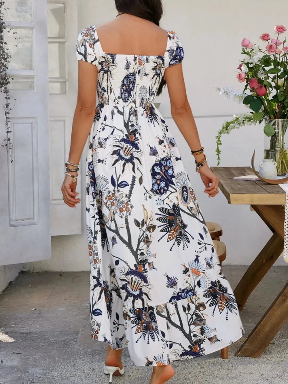 Devine Smocked Printed Short Sleeve Maxi Dress sold by Gigi Laurent product image thumbnail 2