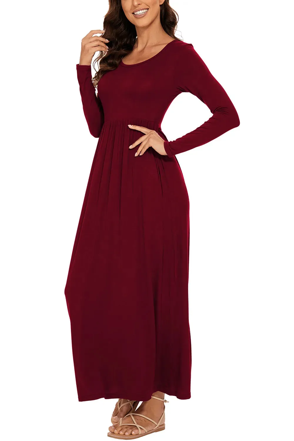 Round Neck Long Sleeve Pocketed Maxi Dress sold by Gigi Laurent product image thumbnail 4