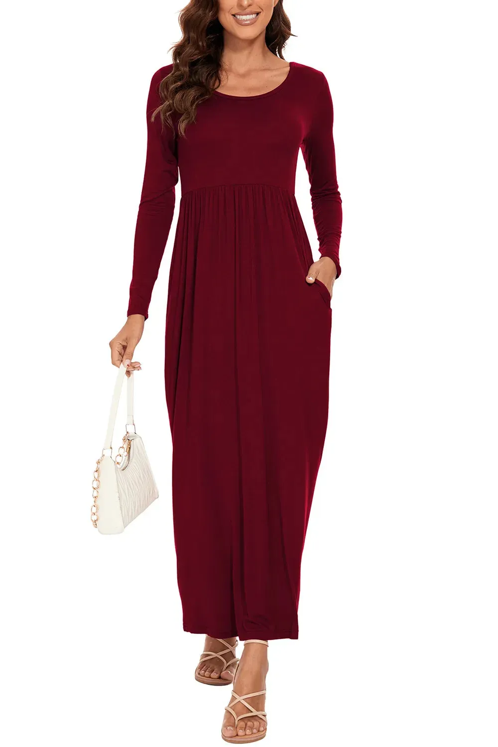 Round Neck Long Sleeve Pocketed Maxi Dress sold by Gigi Laurent product image thumbnail 3