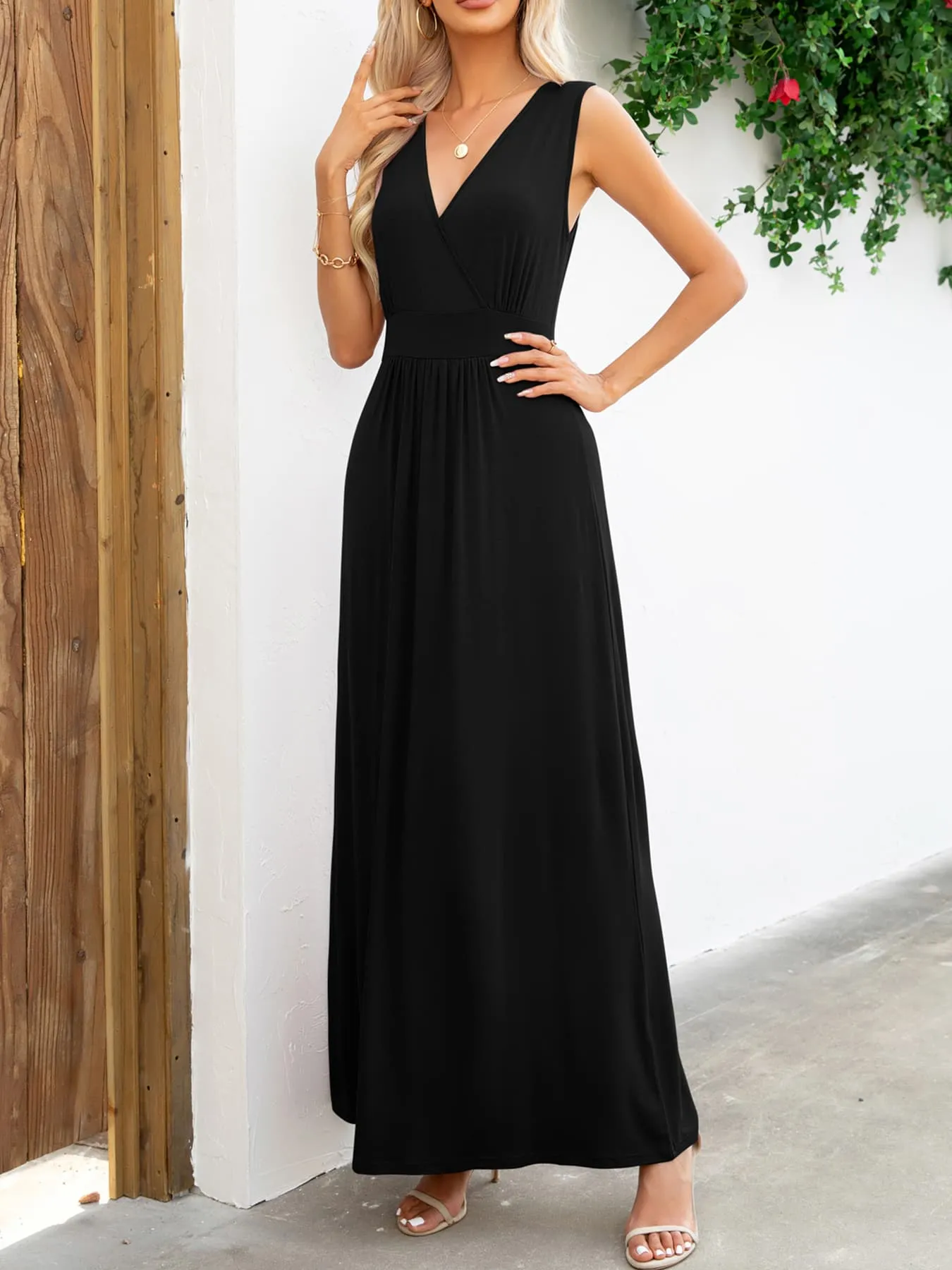 Surplice Neck Sleeveless Maxi Dress sold by Gigi Laurent product image thumbnail 3