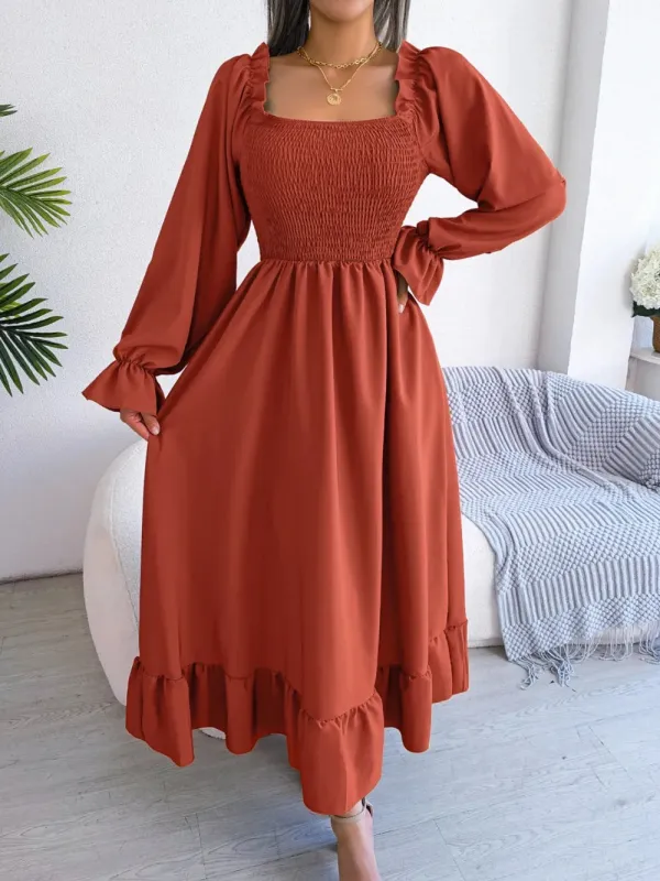 Smocked Square Neck Flounce Sleeve Dress sold by Gigi Laurent