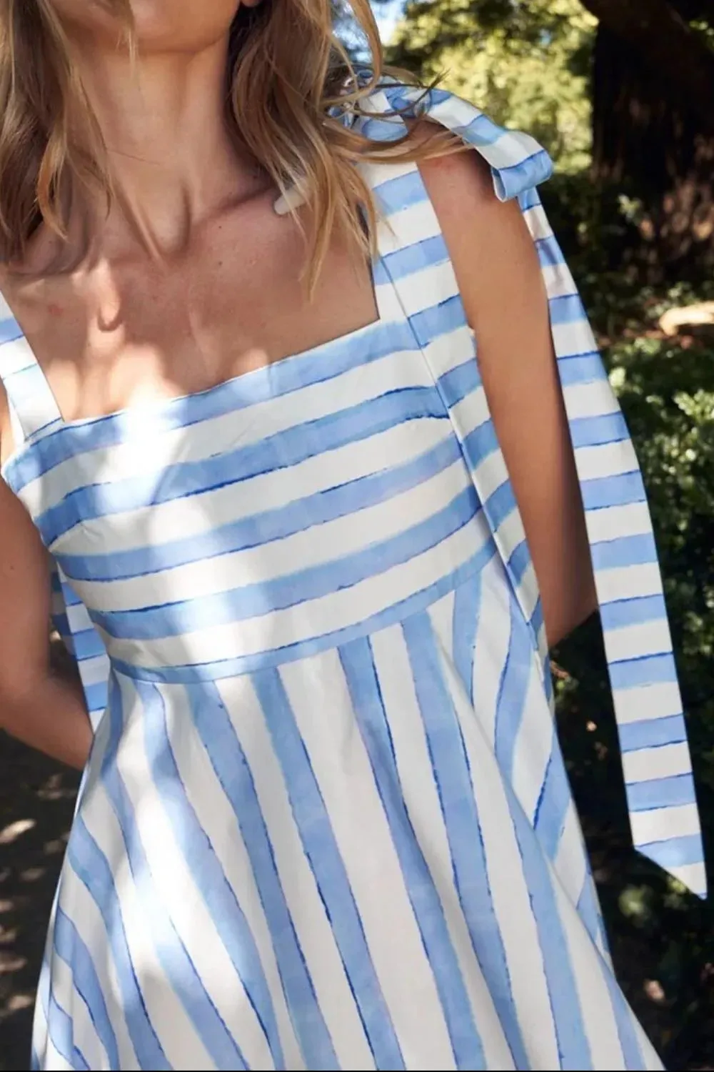 Striped Square Neck Wide Strap Dress sold by Gigi Laurent product image thumbnail 5