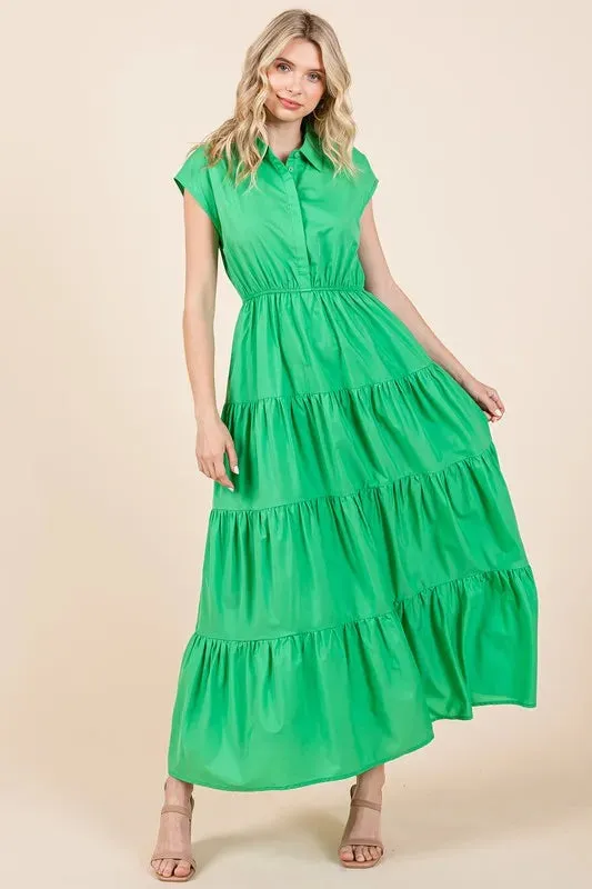 Mittoshop Button Up Collared Tiered Maxi Shirt Dress sold by Gigi Laurent product image thumbnail 2