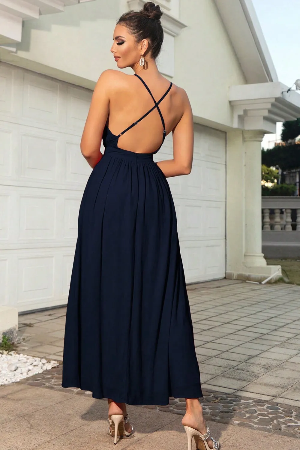 Sleeveless Plunge Neck Slit Maxi Dress sold by Gigi Laurent product image thumbnail 4
