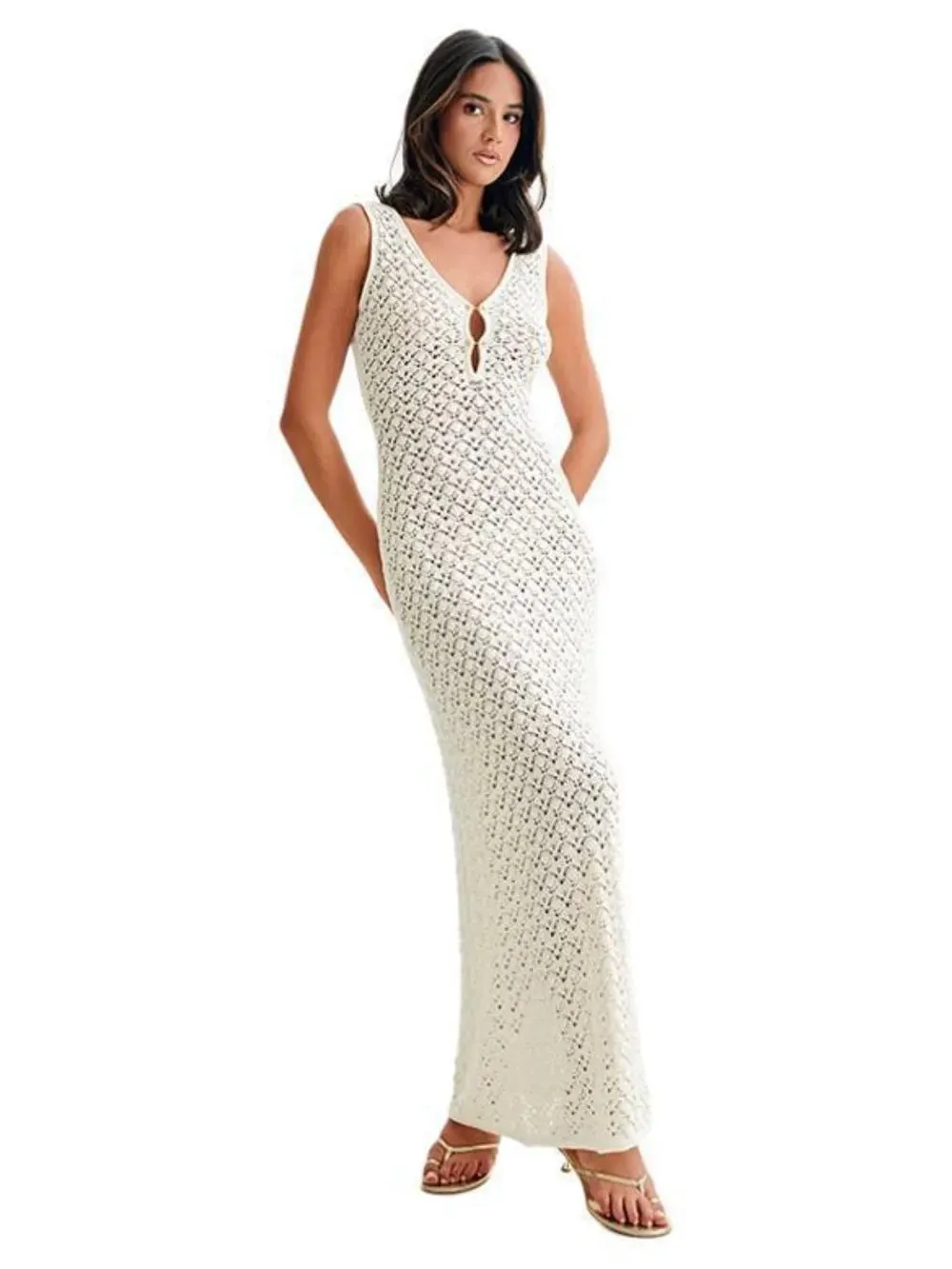 Openwork Sleeveless Maxi Dress sold by Gigi Laurent product image thumbnail 3