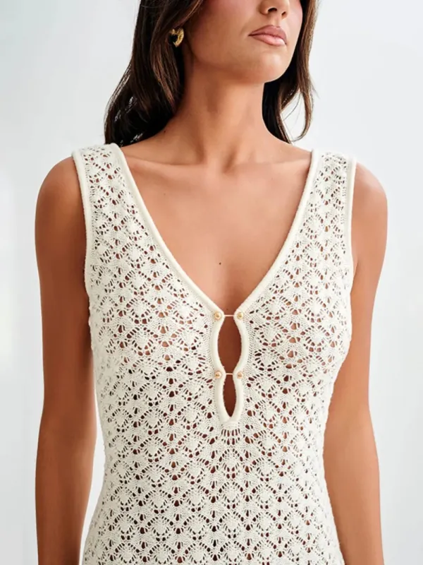 Openwork Sleeveless Maxi Dress sold by Gigi Laurent