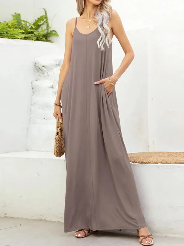 V-Neck Maxi Cami Dress with Pockets sold by Gigi Laurent