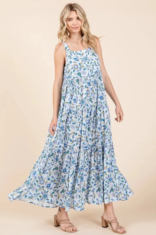 Mittoshop Flower Print Tiered Sleeveless Empire Maxi Dress sold by Gigi Laurent product image thumbnail 4