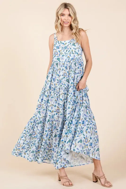 Mittoshop Flower Print Tiered Sleeveless Empire Maxi Dress sold by Gigi Laurent product image thumbnail 3