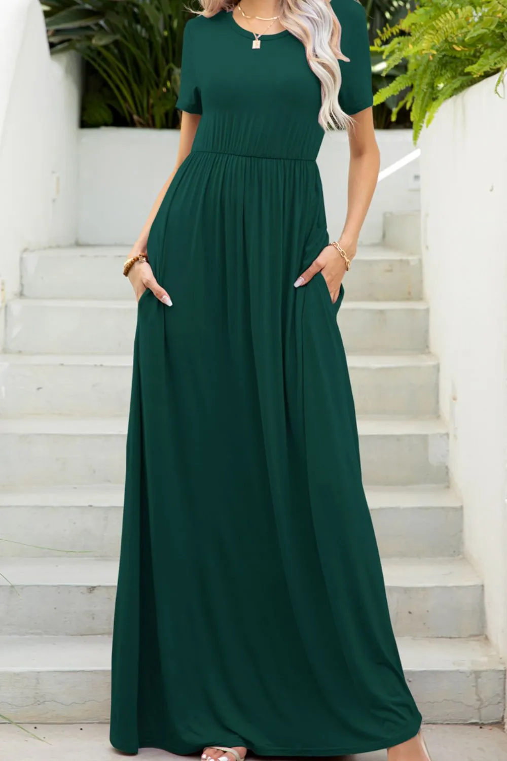 Round Neck Maxi Tee Dress with Pockets sold by Gigi Laurent product image thumbnail 4