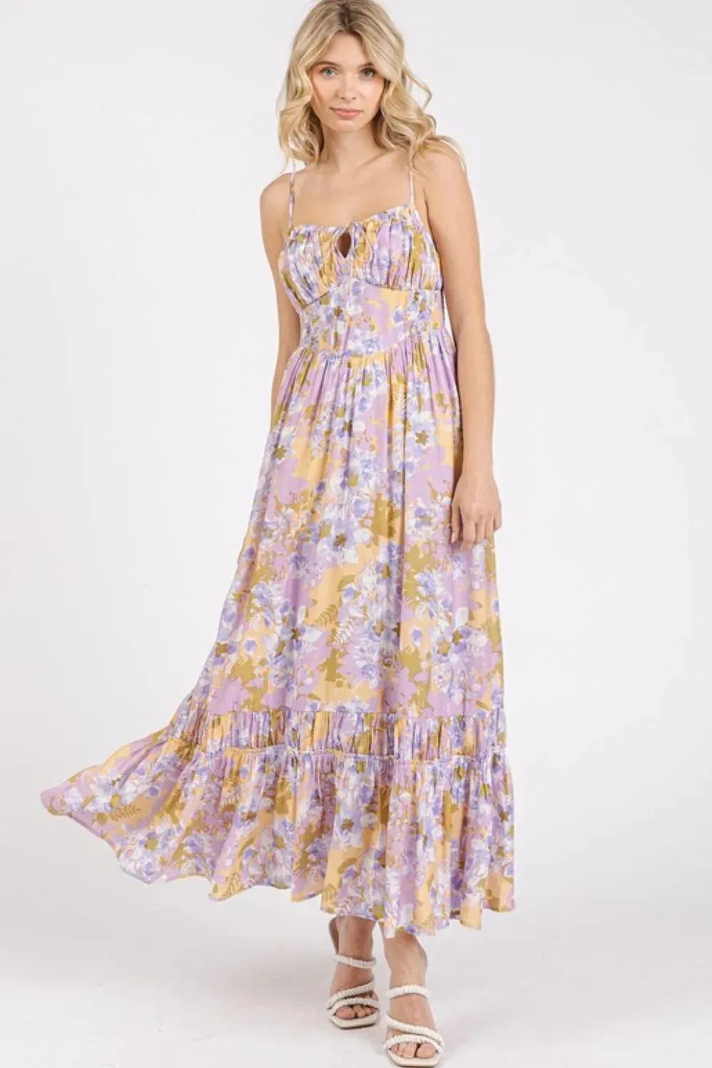 Mittoshop Floral Smocked Back Ruffled Hem Maxi Cami Dress sold by Gigi Laurent product image thumbnail 4